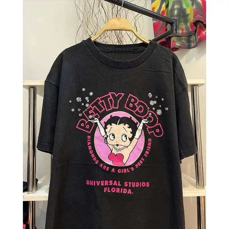 Betty Boop Anime Merchandise Poster Illustration Vintage Short Sleeve T-Shirt Student