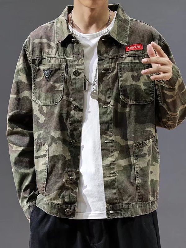 Camouflage jacket men's spring and autumn thin pilot sports jacket trendy functional style baseball uniform Denim men's jacket