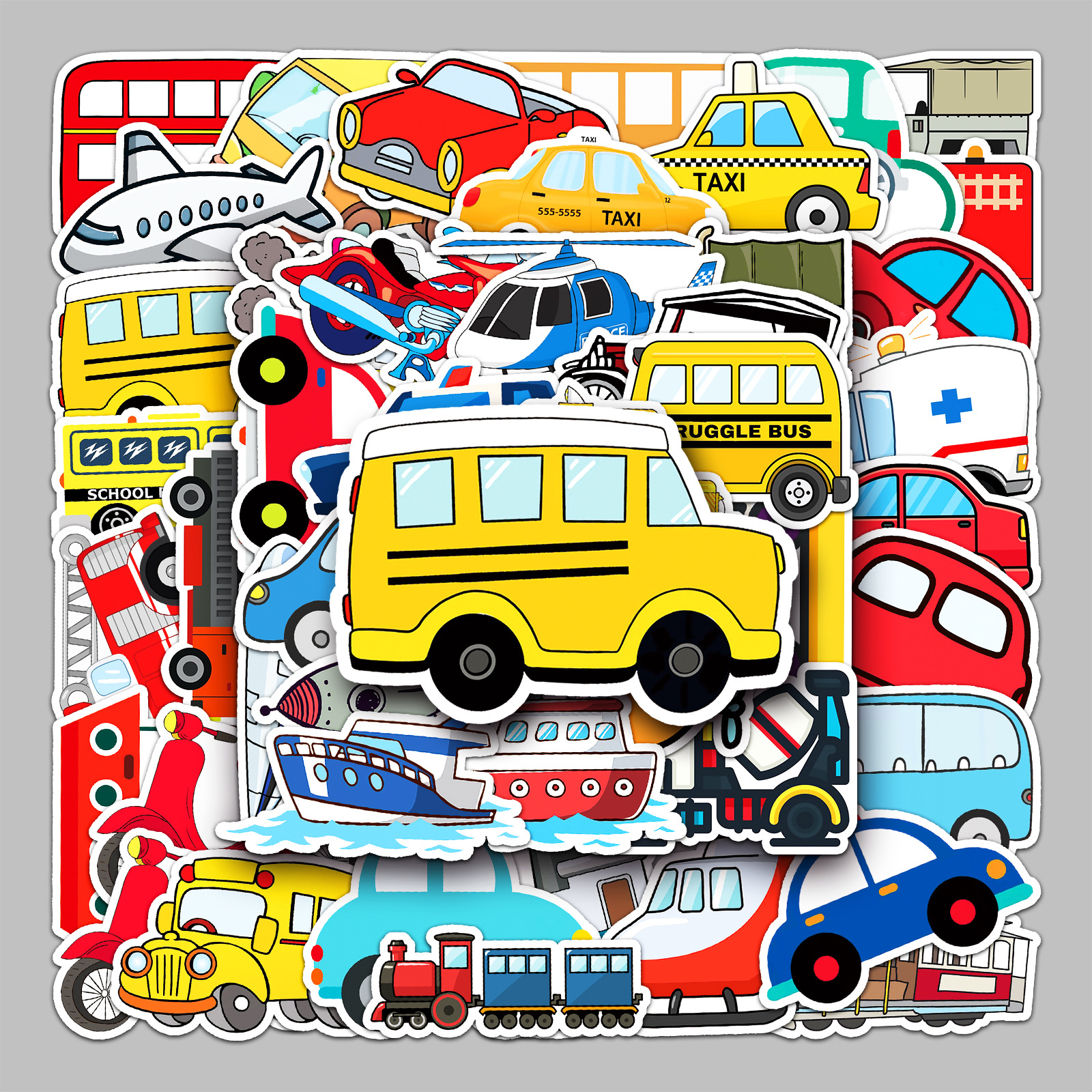 50 traffic cartoon luggage stickers waterproof graffiti stickers creative scooter computer tablet decoration