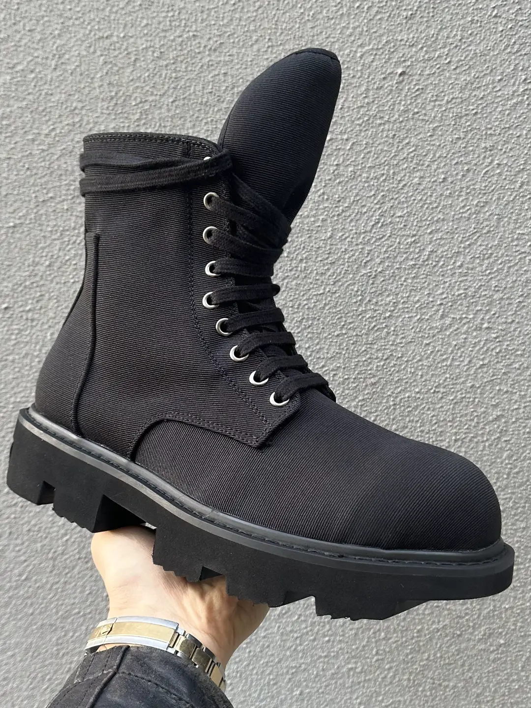 Dark Knight Chunky Platform Boots with Lace-Up and Side Zipper - 5CM Height Increase Streetwear Men's Shoes