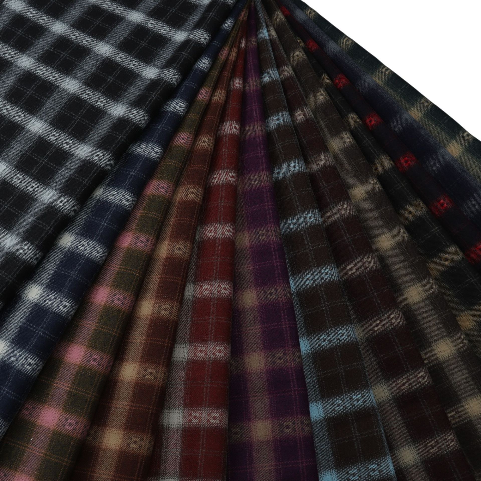 Autumn and Winter Brushed Jacquard Plaid Fabric with a Tech-Inspired E-Sports Feel, Trendy Brand Shirt, Patchwork Jacket, Loose Wide-Leg Pants Fabric