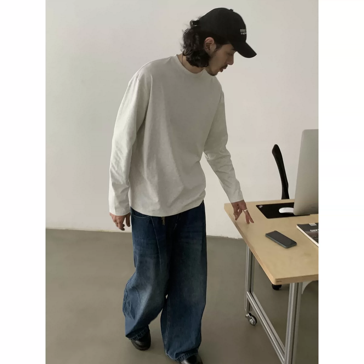 Inknots Basic 250g Sorina Fight Small neckline long -sleeved T -shirt men and women tide sunscreen loose bottoming shirt