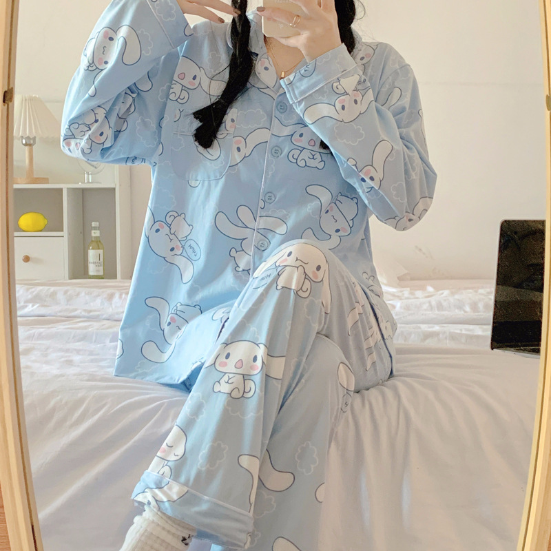 New Style Pajamas Women's Online Popular Spring and Autumn Long Sleeve Pants Cotton-like Series Fashion Home Clothes Simple Outer Wearing suit