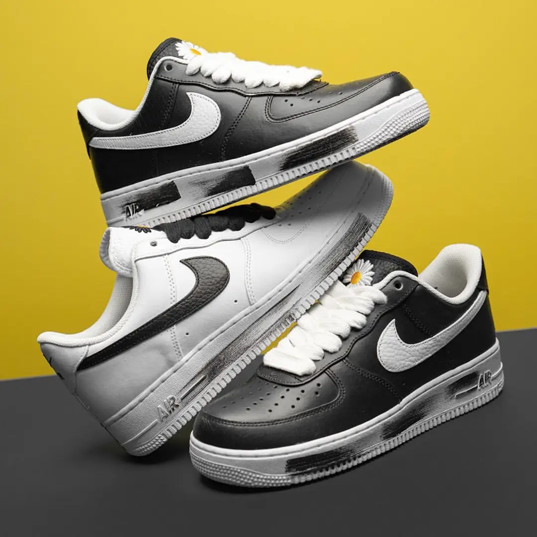 PEACEMINUSONE x NK Air Force1 pmo Air Force One Anti Lace Up Black &amp; White Kwon Co-Branded 2.0 Little Daisy Scratchers