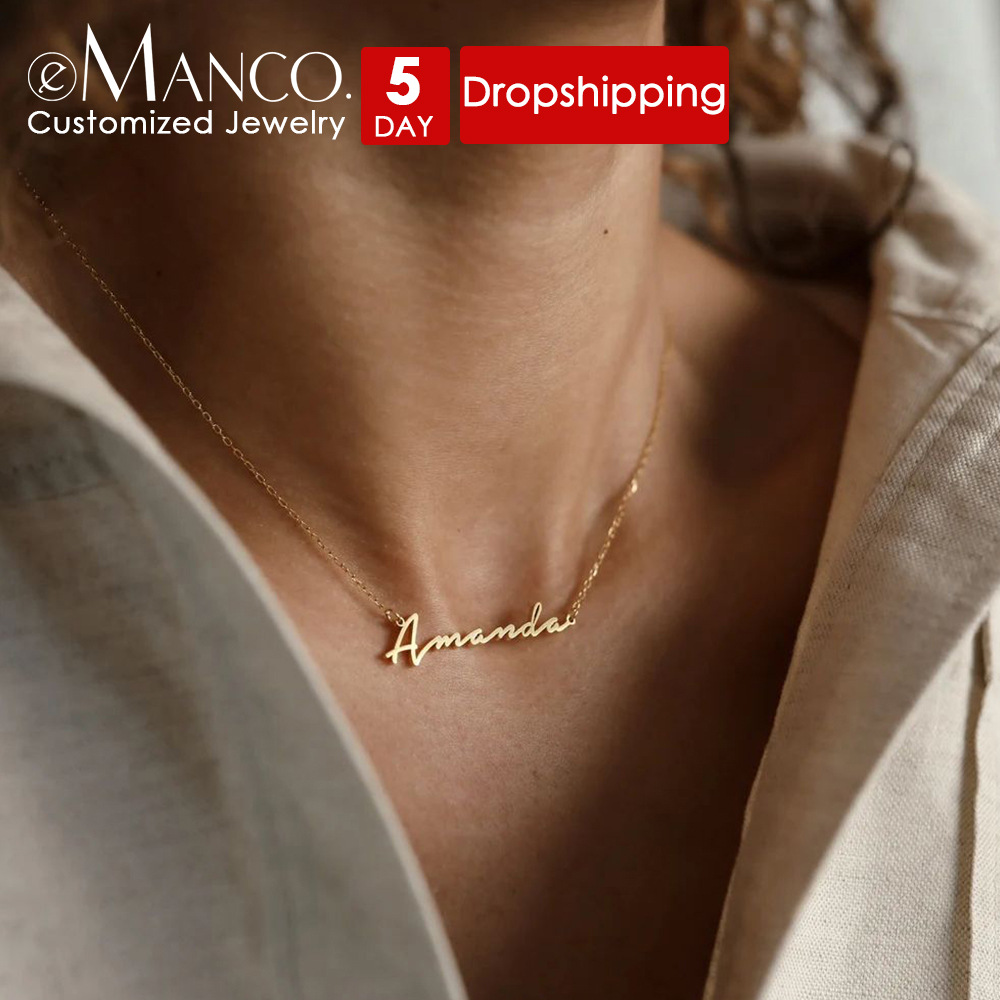 Emanco Stainless Steel Letter Necklace European and American Cross-Border DIY Name Jewelry Personalized Niche English Clavicle Chain