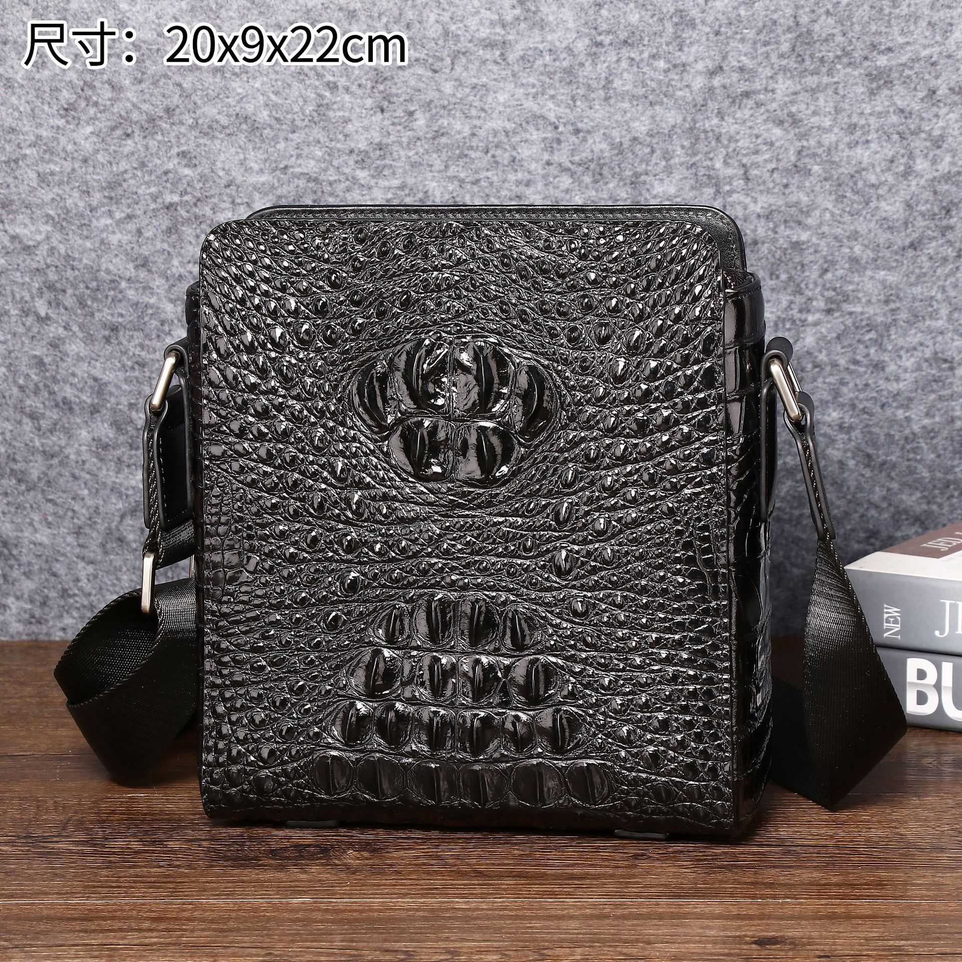 New Crocodile Bone Pattern Men's Bag, Fashionable Single Room Cross-Body Bag, Casual Business Men's Backpack, Outdoor Shoulder Bag, Trendy Factory