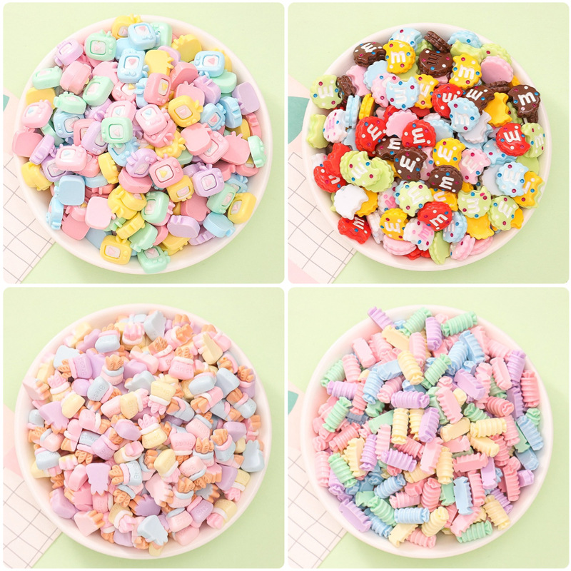 Mini mixed biscuit candy bow bell diy cream glue wear nail hairpin resin jewelry accessories