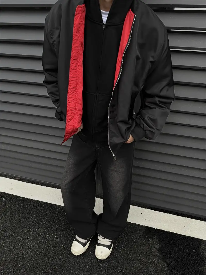 High Street Trendy Brand vintage Contrast Jacket Men's Spring and Autumn New American Style Retro Motorcycle Windproof Jacket Top