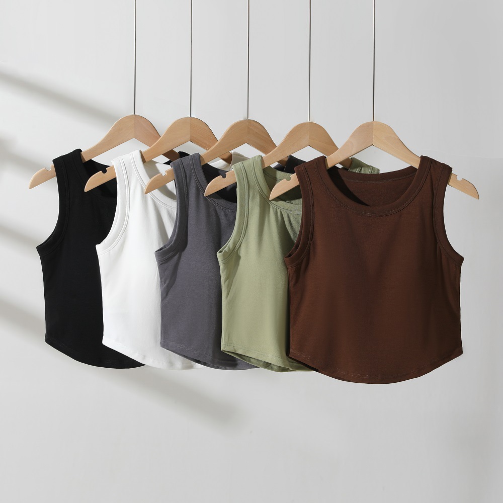 2024 New Spring and Summer One-piece Vest with Chest Pad Round Neck Wearing Sling Spring Bottoming Sleeveless Inner Wearing
