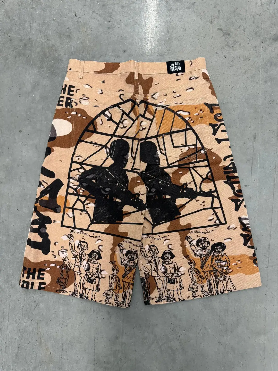 Graffiti Denim Shorts Y2K Jeans Punk Hip Hop Loose Shorts