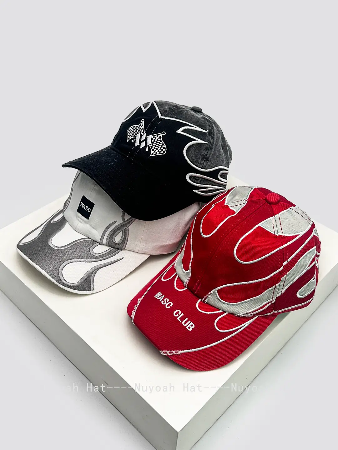 New American retro letter flag flame baseball cap for men and women, sun shading street color hip-hop duckbill cap