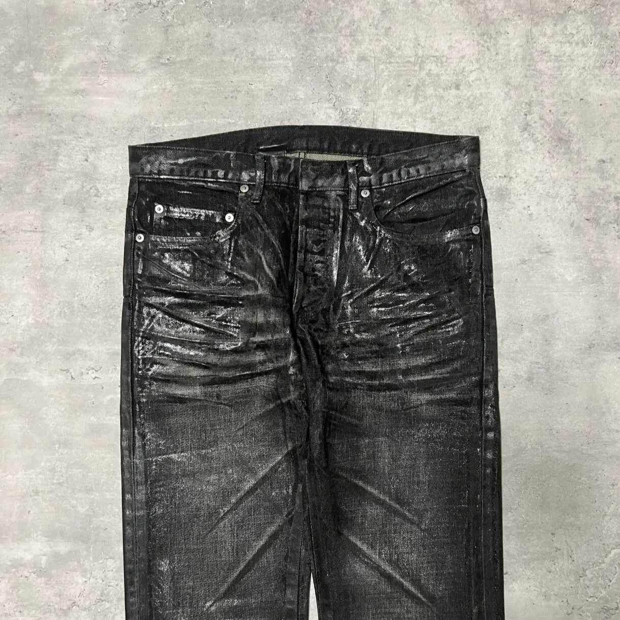 [in Stock] Early Hedi Style D-Brand Wax Pants Slim Fit Handmade Wax-Coated High Street Luxury Trendy Straight-Leg Jeans