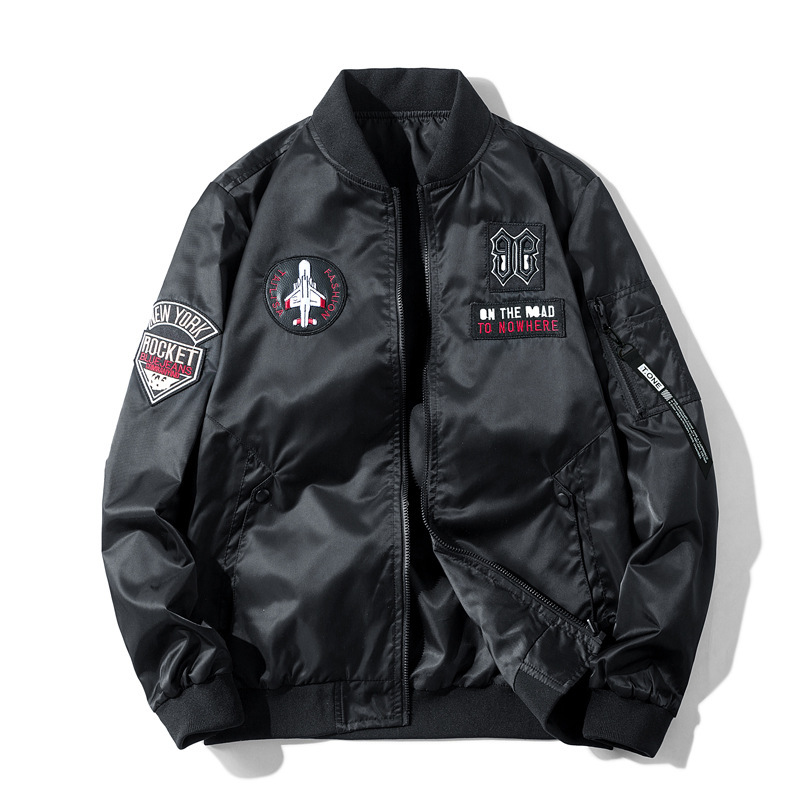 Men's double-sided jacket spring and autumn thin coat ins fashion brand men's stand collar baseball uniform pilot military uniform