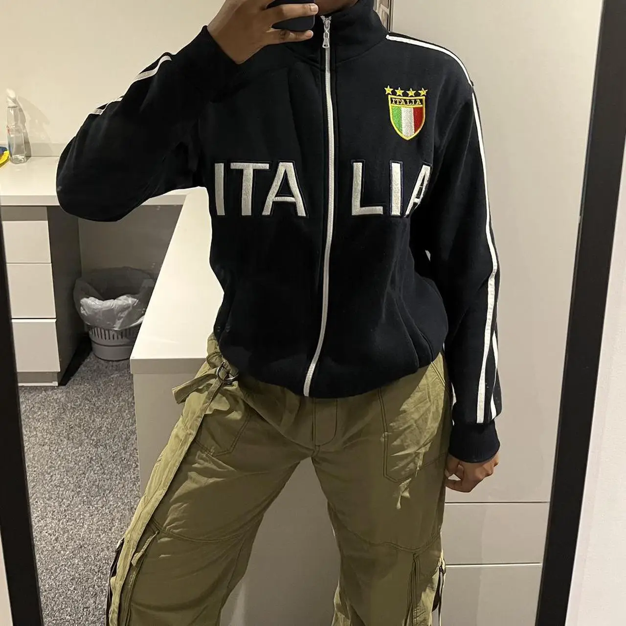 American fashion retro casual trend collar letter printing stitching Y2K autumn and winter cross-border sweater