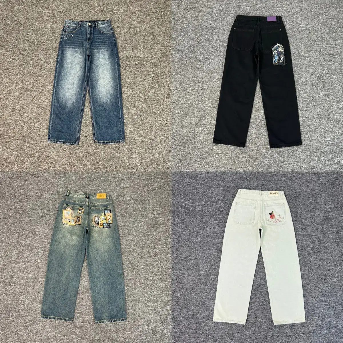 Denim Jeans画廊直筒牛仔裤男士复古刺绣街头服饰男士跨境休闲裤