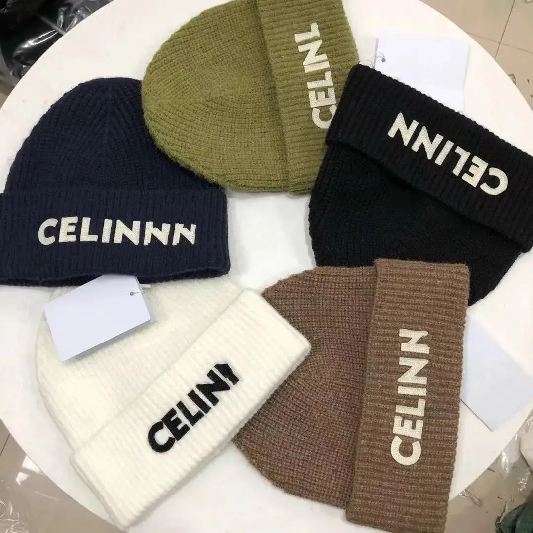 Autumn and Winter New C Knitted Hat with Embroidered Alphabet, Casual Landlord Hat, Trendy Brand Men's and Women's Warm Headcap