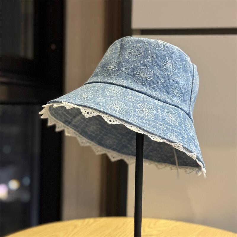 2026 New Style Simple Denim Hat Trendy Vintage Baseball Cap Artistic Fashion Printed Washed Denim Bucket Hat