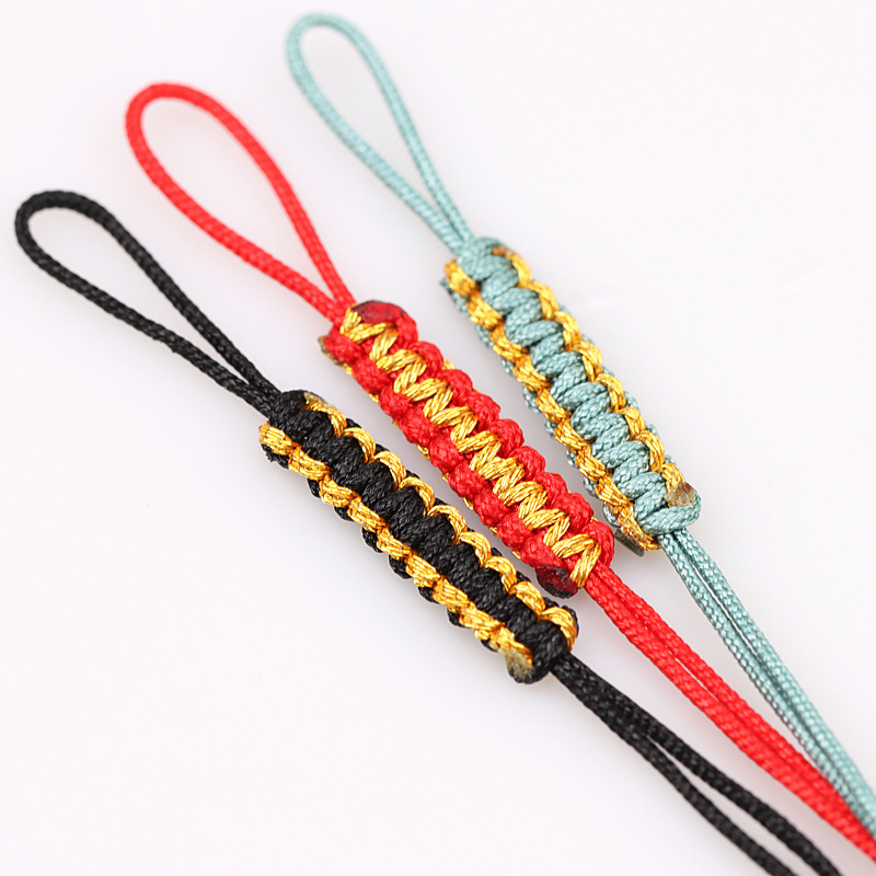 Gold thread flat knot pull ring hand woven fake pull ring necklace lanyard tail wire pull ring diy accessories material wholesale