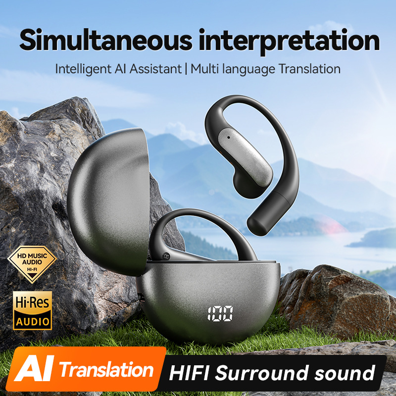 Spot Temu Cross-Border Popular Ai Smart Translation Headphones M118 Ear-Mounted Olds Long Battery Life Sports Non-In-Ear