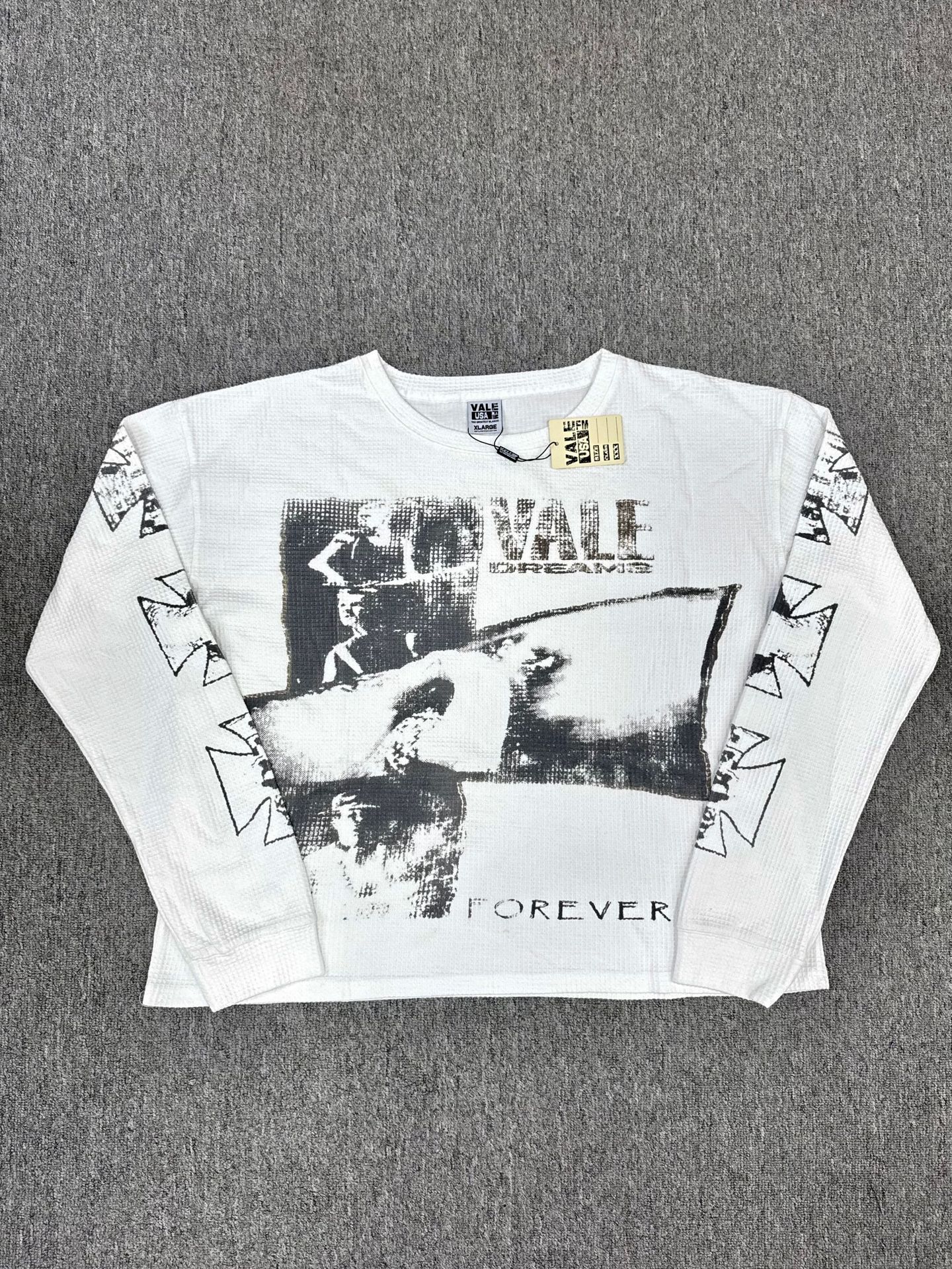 实拍现货Vale Foreve T-shirt美式高街潮做旧洗水宽松男装长袖t恤