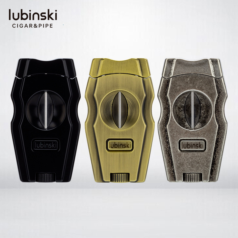 Lubinski V-Shaped Cigar Scissors Metal Electroplating Bottom Hole Opener Lubinski Cigar Scissors