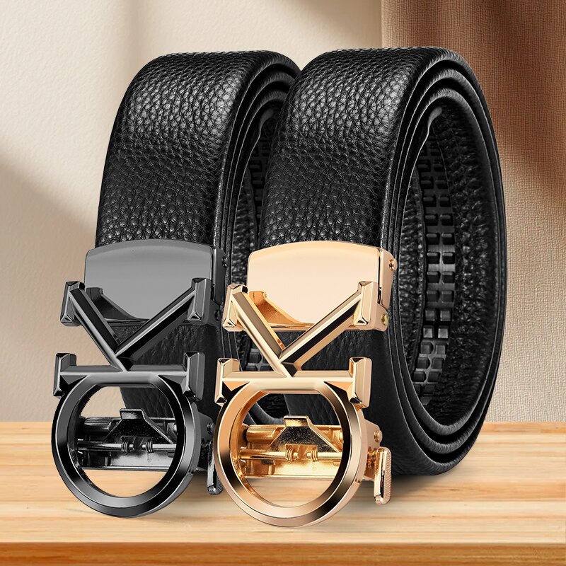 New Hot-Selling Letter Alloy Buckle Men's Automatic Buckle Belt Foreign Trade Cross-Border Belt Manufacturer Wholesale Always Year Ready Stock Fotografie QC de pe 1688 pe Qualit.ly