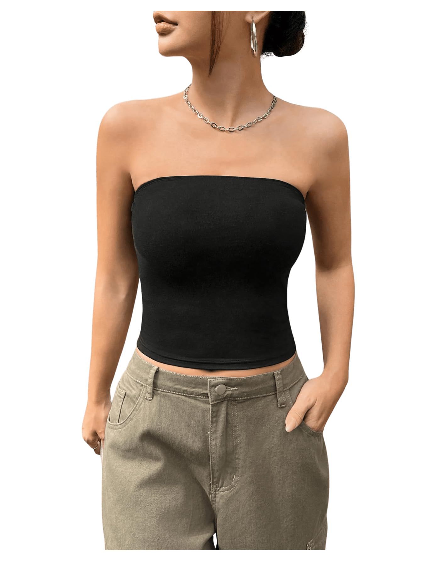 European and American Style Double-Layered Tube Top, Pure and Elegant, Cross-Border Design, Short and Slim-Fitting, Sexy and Trendy Women's Clothing