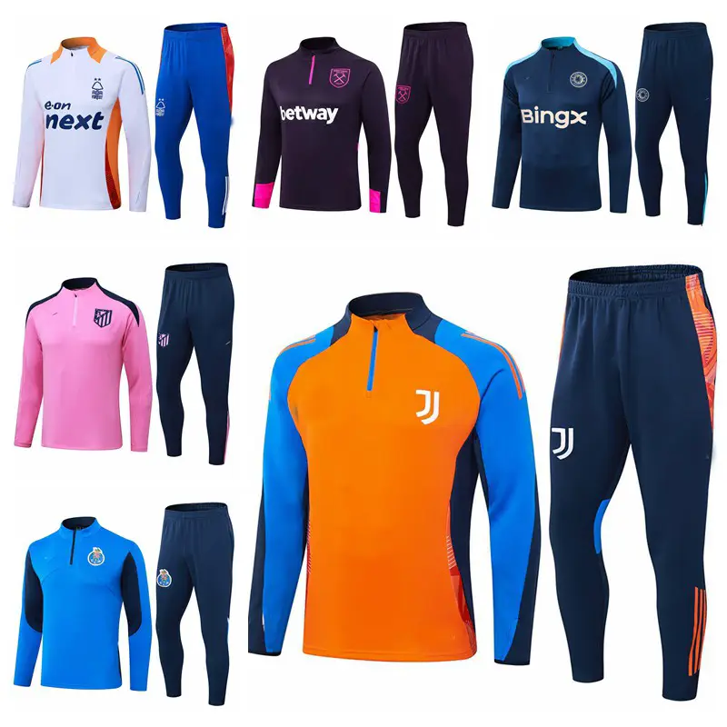 2425 Atletico Madrid Chelsea Porto Nottingham Forest Pre-Match Warm Up Outing Long Sleeve Soccer Training Uniform Set