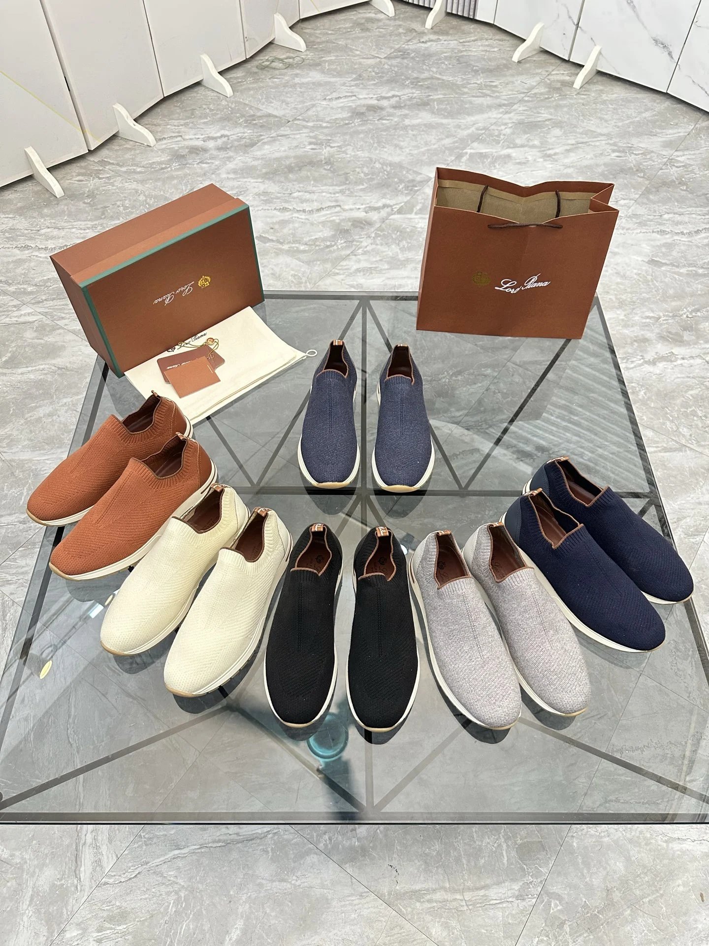 Loro Piana knit slip-on shoes