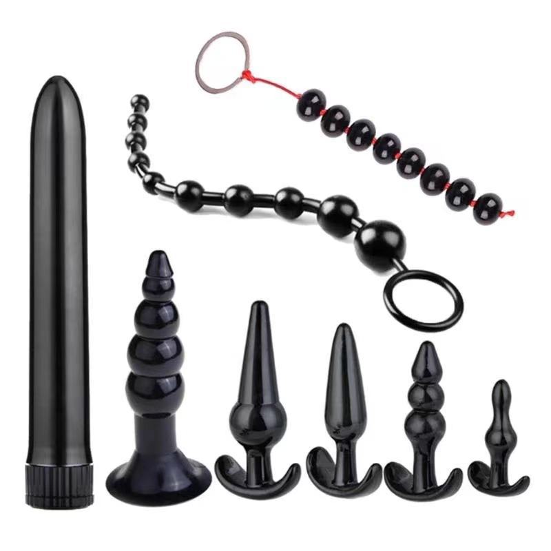 Sexy Anal plug 8 pieces suit adult SM back court masturbation pull beads vibrator couple sex toys in stock wholesale