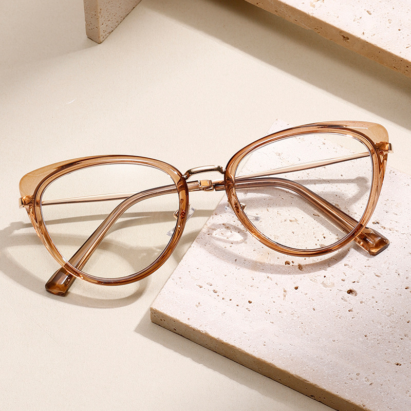 New cat's eye retro high-end feeling men's and women's European and American trend ultra-light flat mirror without makeup artifact glasses frame cross-border