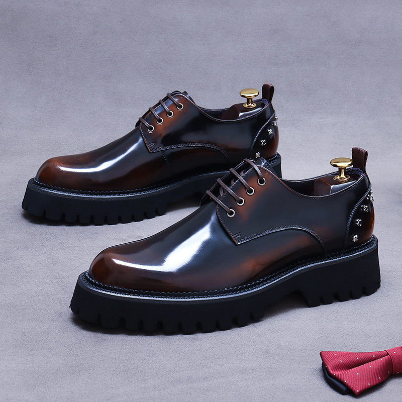 [Big Sale] Men's Business Formal Leather Shoes Thick-Soled Genuine Leather Men's Shoes Casual Wedding Cowhide Shoes Men's Free Shipping