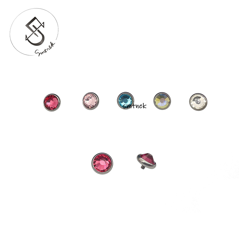 SMTNEK 6mm titanium steel outer tooth zircon inlaid tongue nail earring accessories suitable for bead tooth position 1.2mm