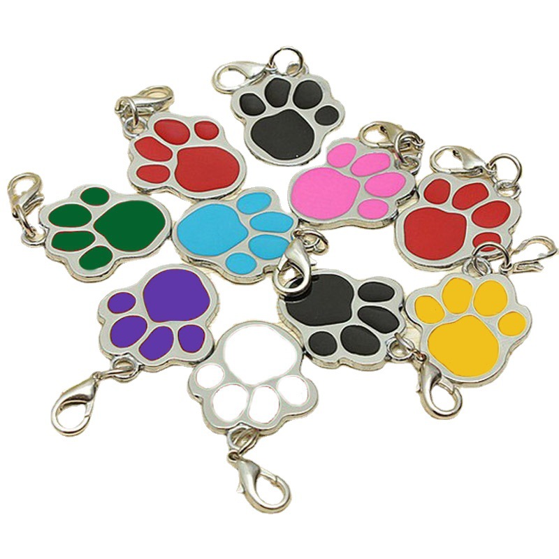 Zinc Alloy 8 Colors Pet Dog Tag Cat Tag Footprint Shape Anti-Lost Identity Tag Collar Pendant Cartoon