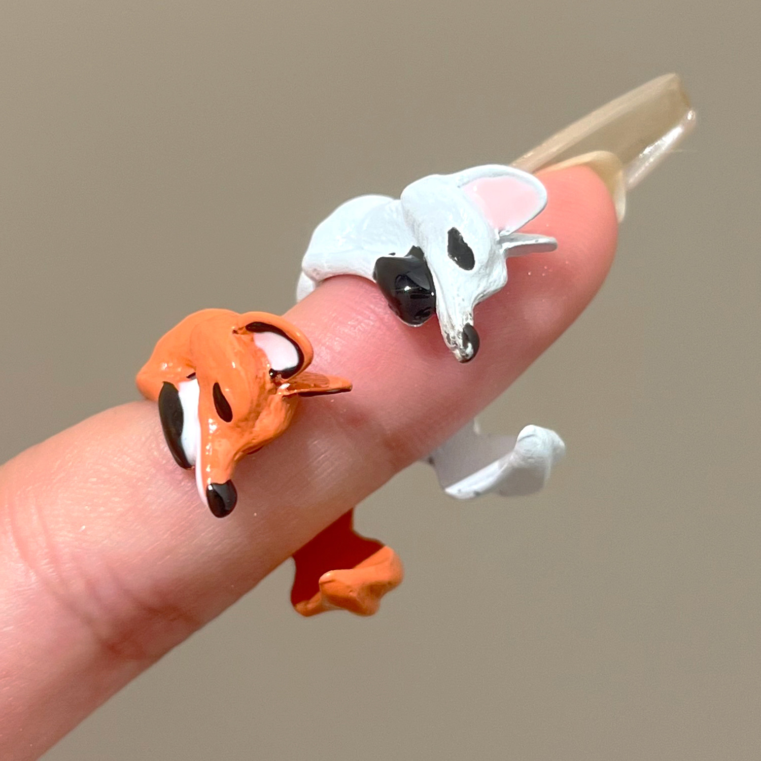 Cross-border foreign trade explosions cute fox ring tail ring female little finger red fox design creative animal ring jewelry