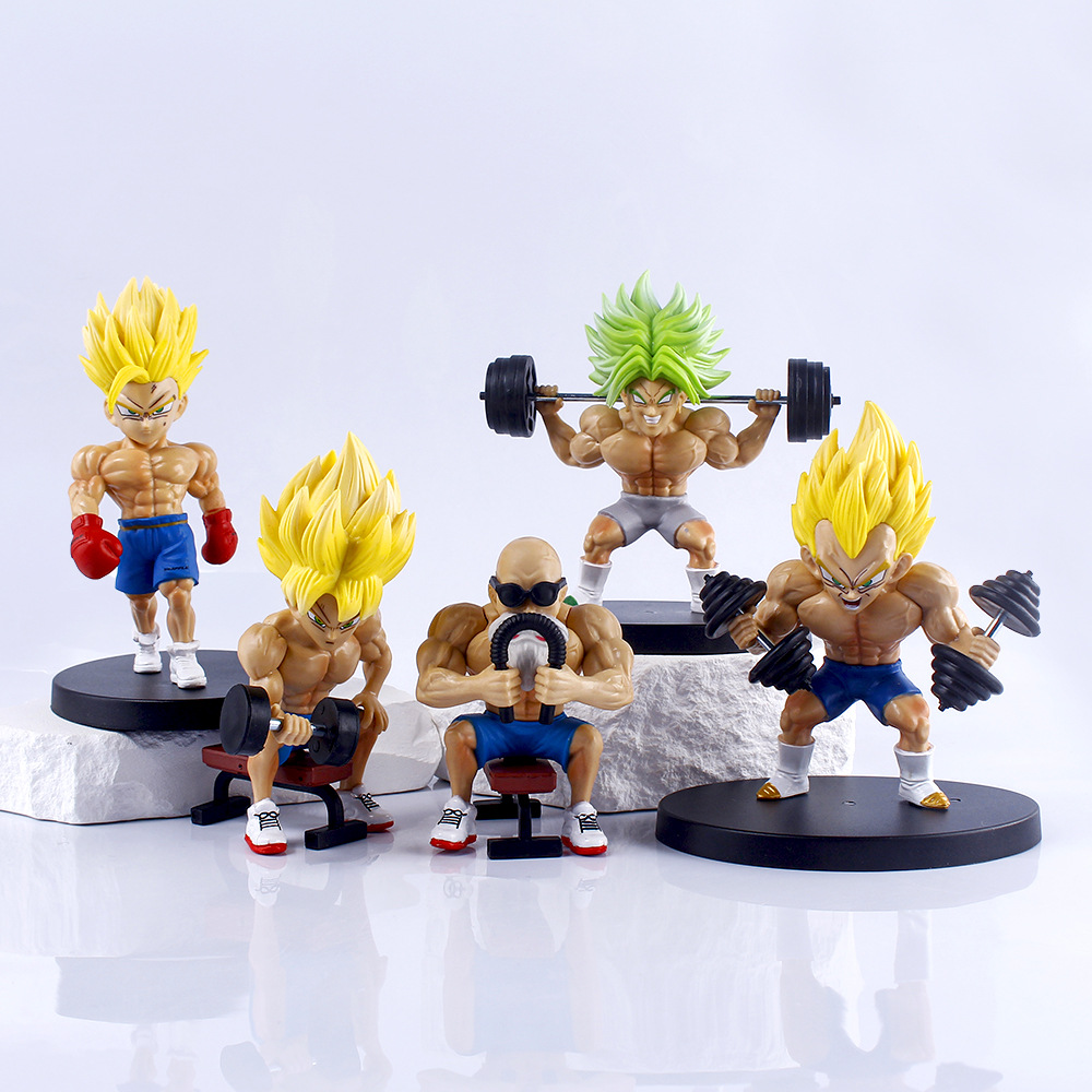 5 Fitness Dragon Ball Desktop Decorative Muscle Goku Vegeta Tortois Dragon Ball suit Model Toy