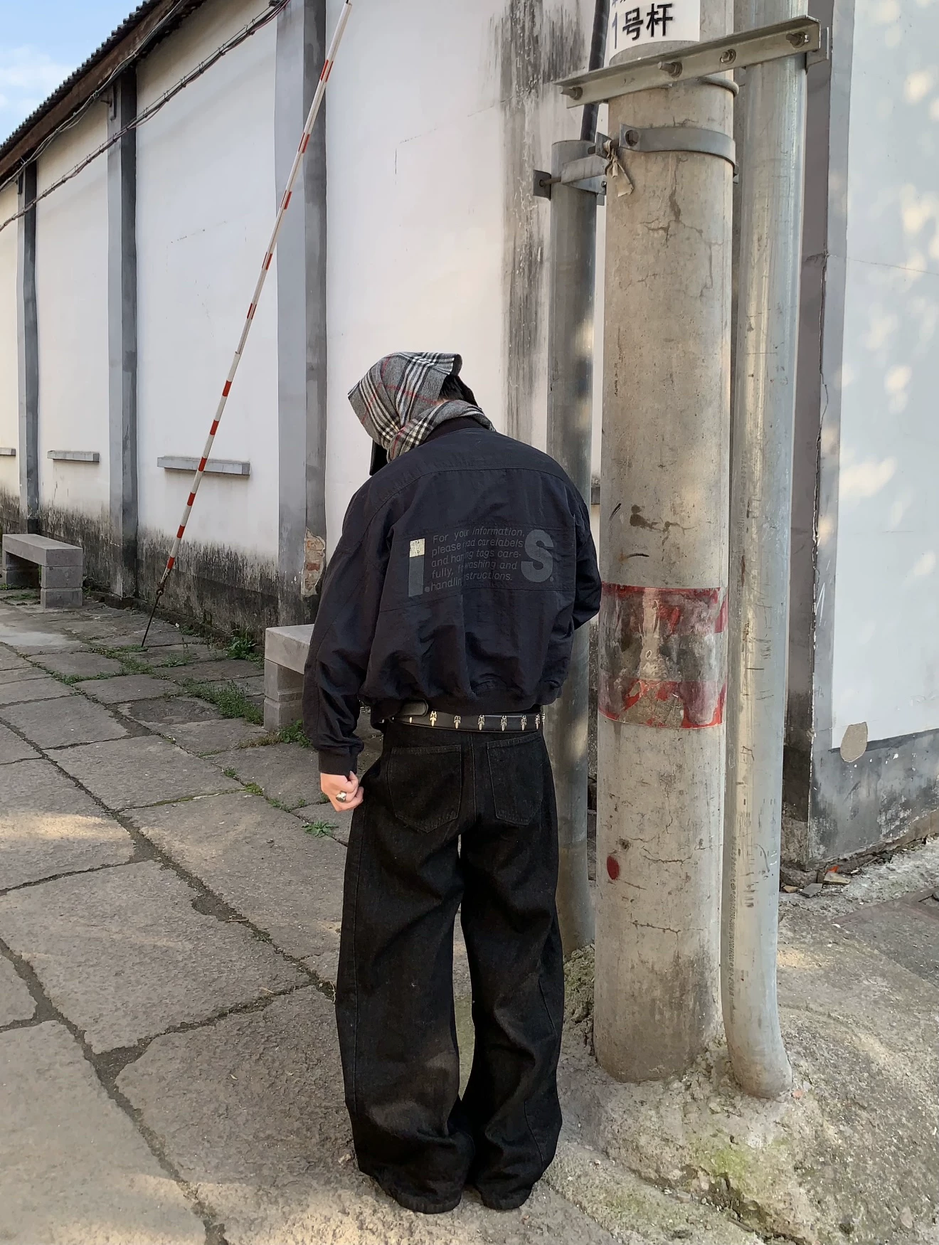 -(In stock) is 80s bomber blue black nylon jacket jacket archive item