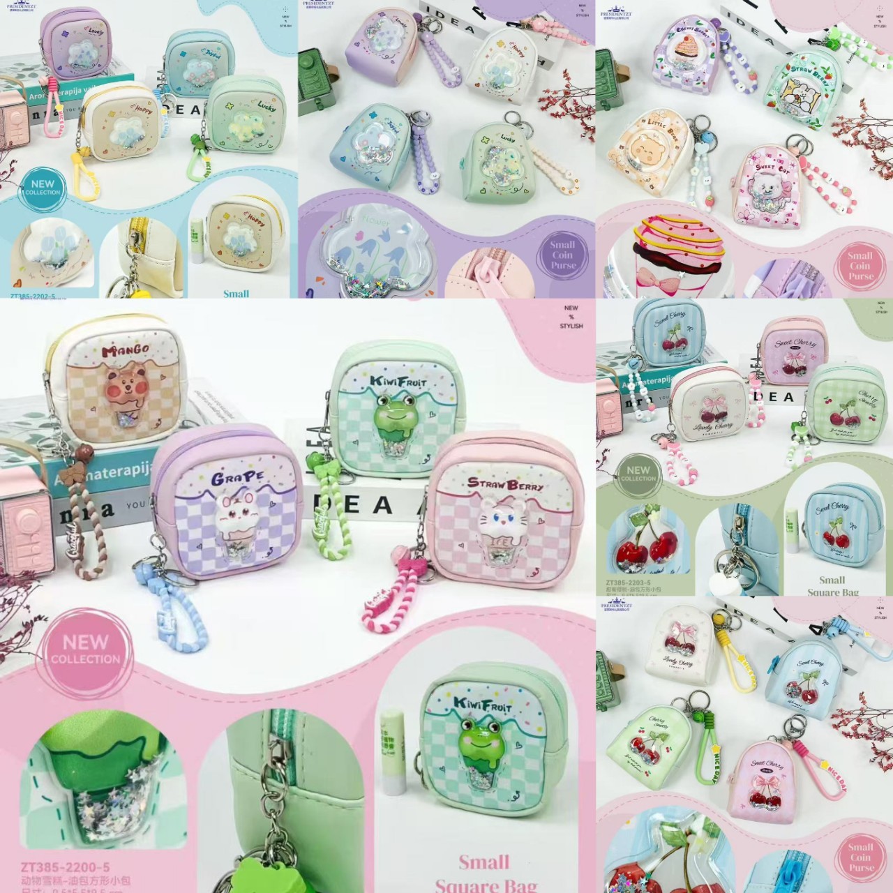 2025 New Cute Cartoon Pattern Waterproof Coin Purse Mini Backpack Keychain Mini Coin Bag