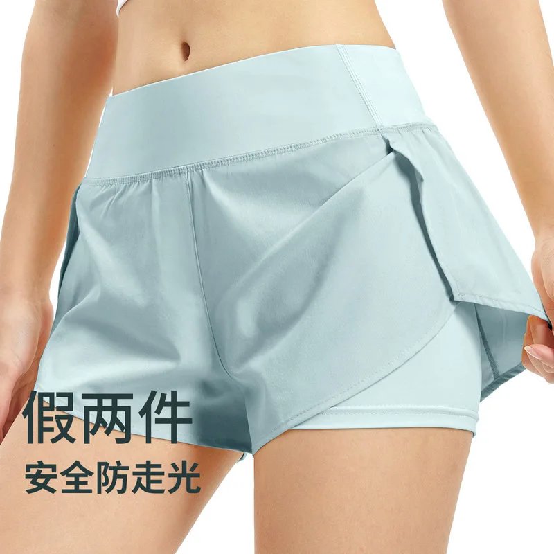 户外假两件运动短裤女防走光跑步休闲热裤瑜伽透气速干健身短裤