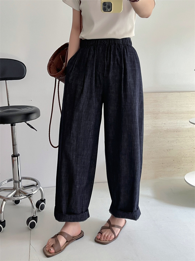 26 Years of Spring and Summer Styles of Women's Jeans, Thin Linen New Style Jeans, Cropped Pants, Elastic Waist Harem Pants