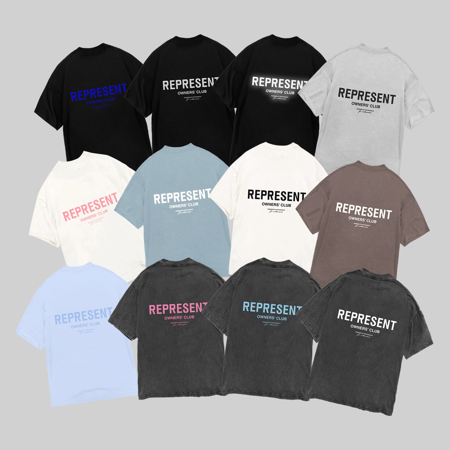 Cross-border REPRESENT Rep OWNERS CLUB Printed Short-sleeved American Retro Loose Round Neck Couple T-shirt