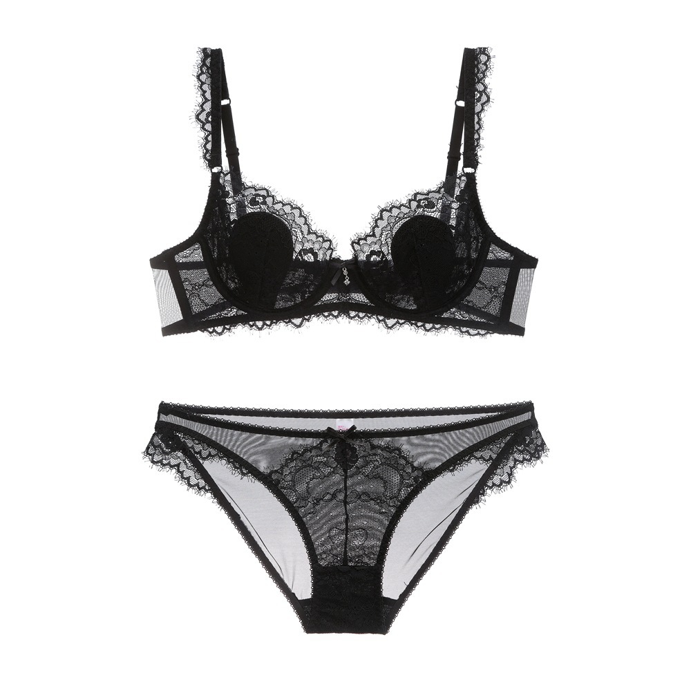 New European and American thin breathable comfortable not convex sexy bra set a generation of hair