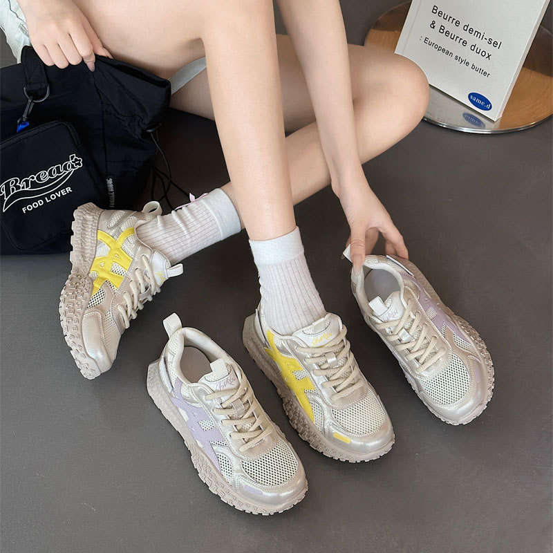 2025 New Summer Mesh Breathable Forrest Gump Casual Shoes Women's Thick-soled De-training Torre Shoes All-match Comfortable Running Shoes