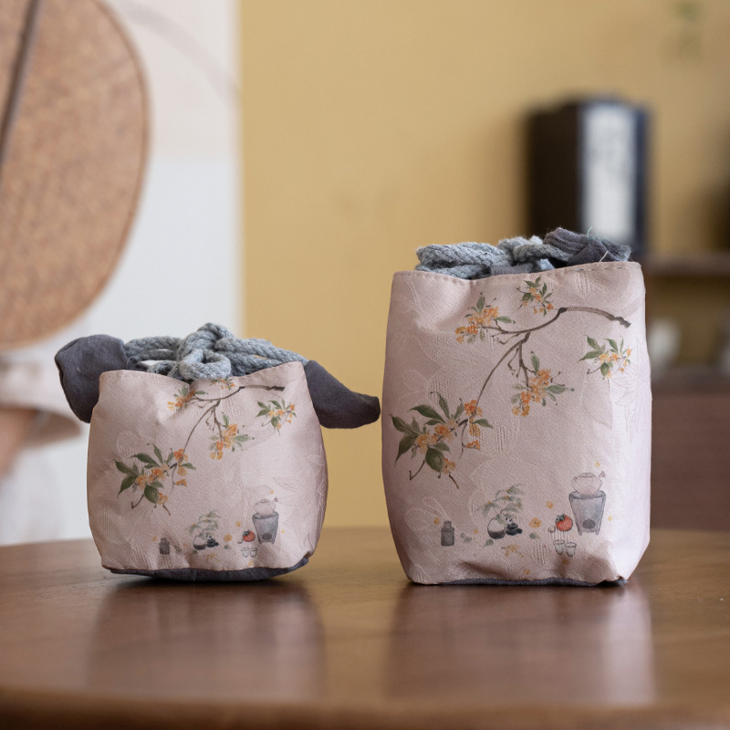 Osmanthus portable travel thickened cloth bag tea set master tea cup storage bag storage bag cloth bag cloud yarn Express Cup