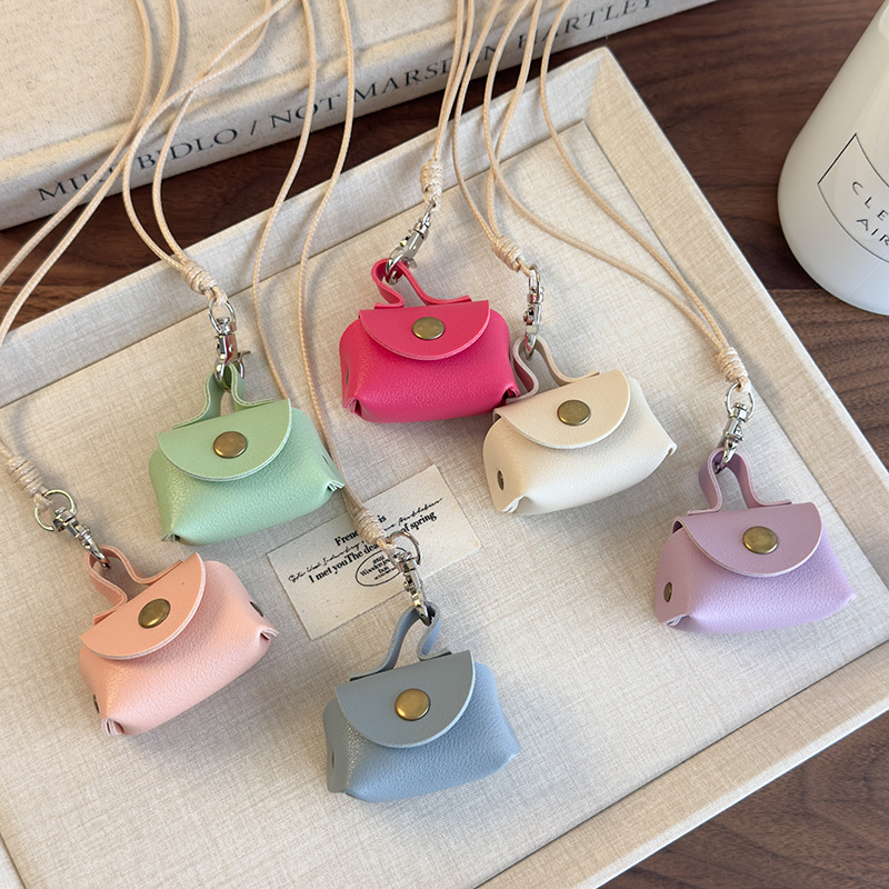 Dopamine PU Leather Coin Purse Bag Necklace Women's Niche Neck Accessories Long Pendant Collarbone Sweater Sweater Chain