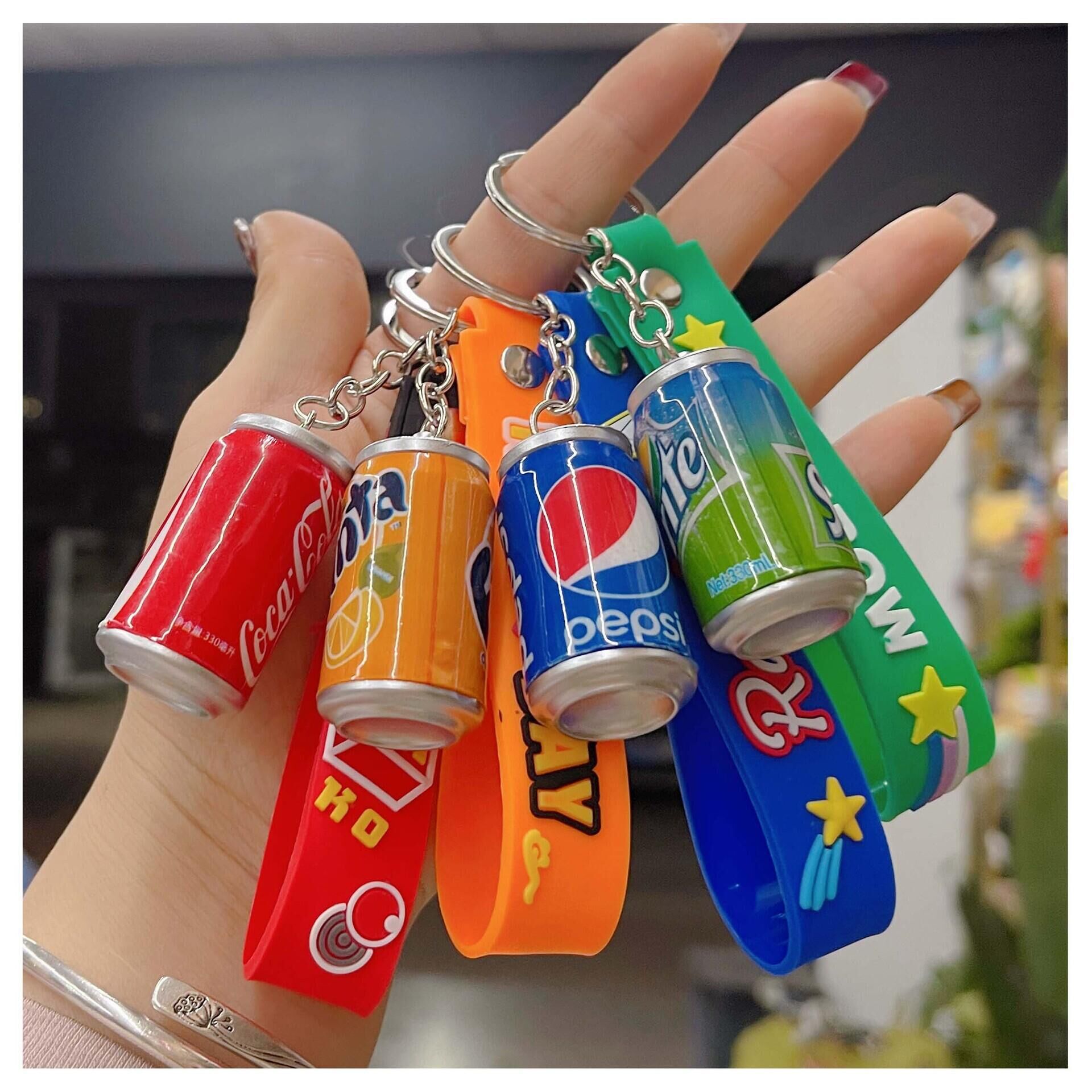 Creative Mini Simulation Sprite Coke Cans Keychain Beverage Bottle Pendant Student Schoolbag Small Hanging Gifts