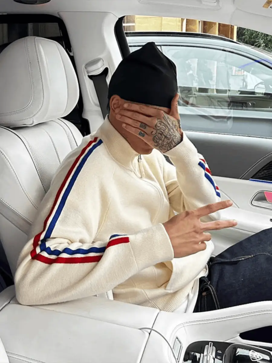 Corteiz Vibe American Street hip hop Embroider letter Stand Collar Zipper Cardigan Knitwear Sweater Male Outwear