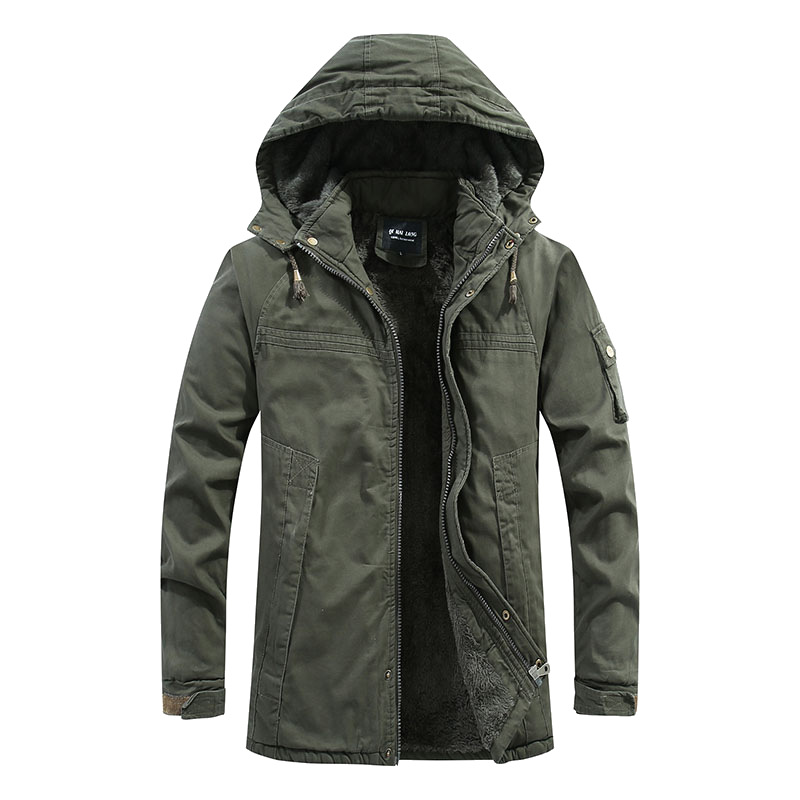 Men's Coat Autumn and Winter Korean Fashionable Autumn and Winter Coat fleece-lined Thickened Cross-border Coat Men's Mid-length Jacket