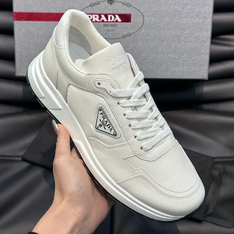 European Station Men's Casual sneaker Leather Stitching Fashion All-match Lace-up Men's Shoes Letter Color Matching Running Shoes Trendy
