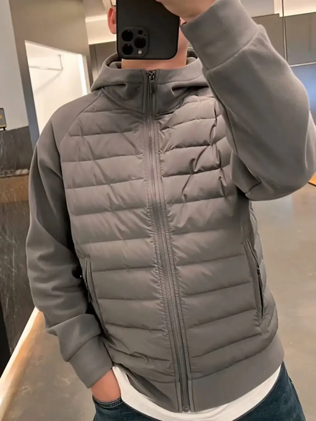 Winter New Fashionable Lightweight Cotton-padded Clothes Men's Loose All-match Casual Hooded Solid Color Stitching Couple's Jacket for Men